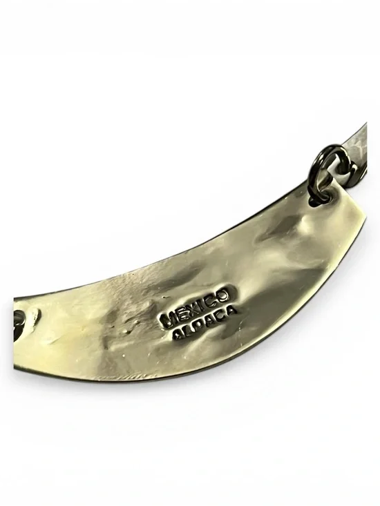 Artisan Alpaca Silver Collar Necklace with Abalone Accents - Picture 3 of 3